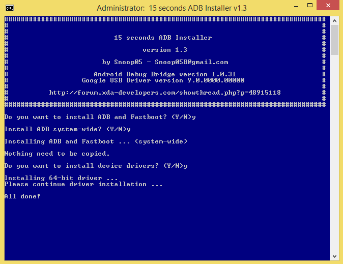 15 Seconds ADB and Fastboot Installations