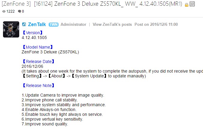 ZenFone 3 Deluxe (ZS570KL) receives OTA update with ...