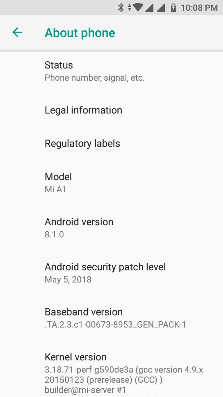 mi a1 android p update